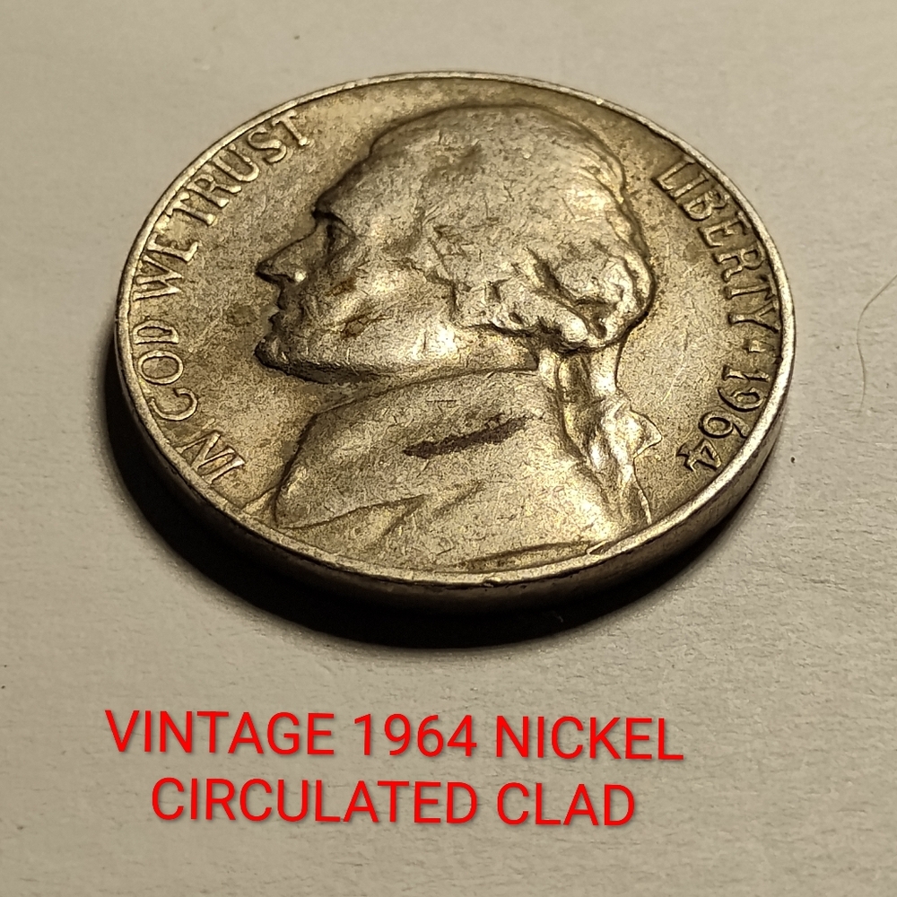 ✅❤️Vintage 1964 Nickel Coin PLEASE MAKE REASONABLE OFFERS & BUNDLE THANKS CLAD